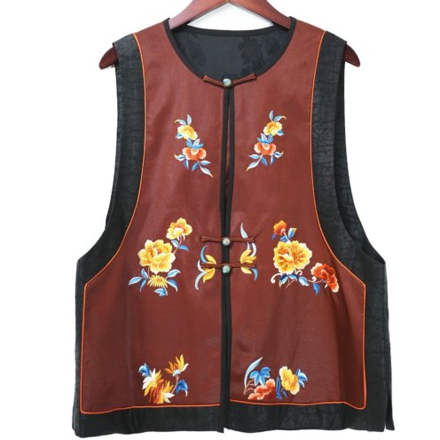 Silk embroidered vest