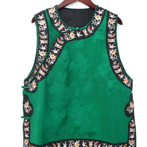 Silk embroidered vest